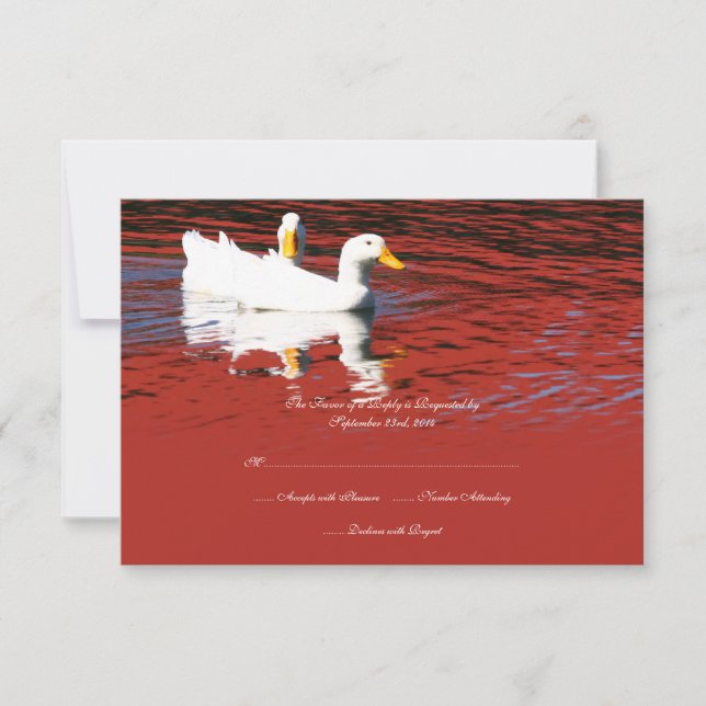 Arte pop rojo Pekin Ducks Invitación a la boda RSV (Anverso)