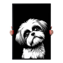 Arte Pop Shih Tzu Blanco & Negro Estética Chic
