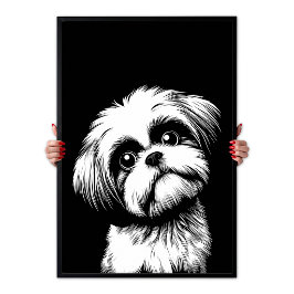 Arte Pop Shih Tzu Blanco & Negro Estética Chic