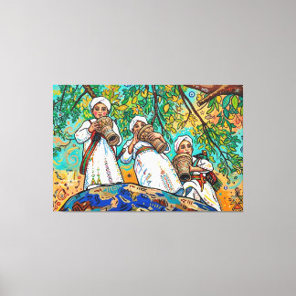 Arte popular amazigé Ahwash marroquí en lienzo