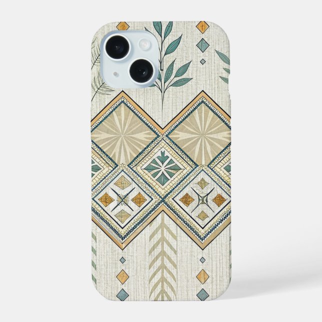 Arte popular botánico geométrico patrón continuo (Reverso )