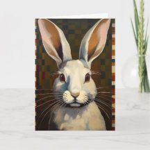 Arte popular conejo conejo tarjeta en blanco