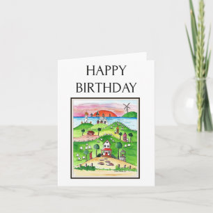 Arte Popular, costa, pueblo, tarjeta de cumpleaños
