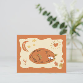 Arte popular de gato dormido lindo - Tarjeta posta