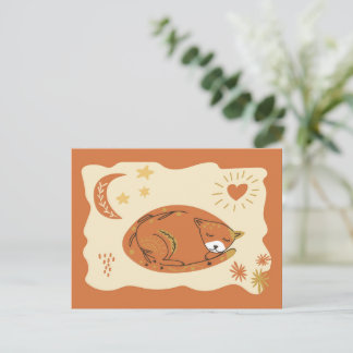Arte popular de gato dormido lindo - Tarjeta posta