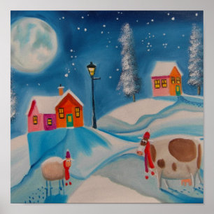 arte popular de la escena de la nieve del invierno