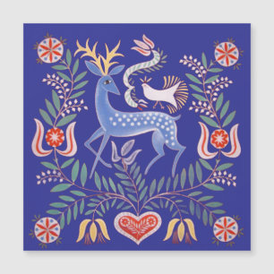 Arte popular húngaro vintage de ciervos y flores