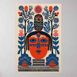 Arte Popular Mexicano de Búho Boho Tribal Hogar 1