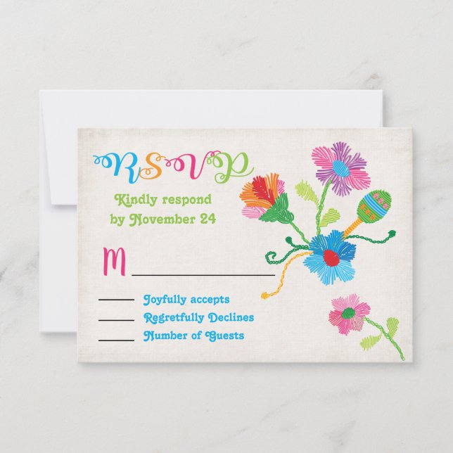 Arte popular mexicano Fiesta Embroidery RSVP (Anverso)