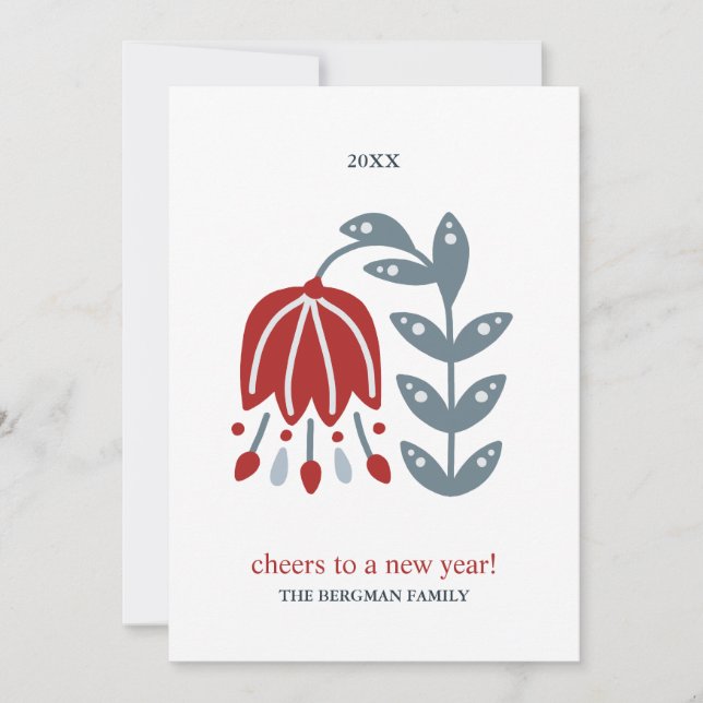 Arte Popular Nórdico Flor Roja Dos Fotos Navidad (Anverso)