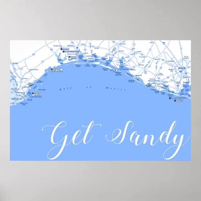 Arte Poster de la Costa del Golfo de Texas (Frente)