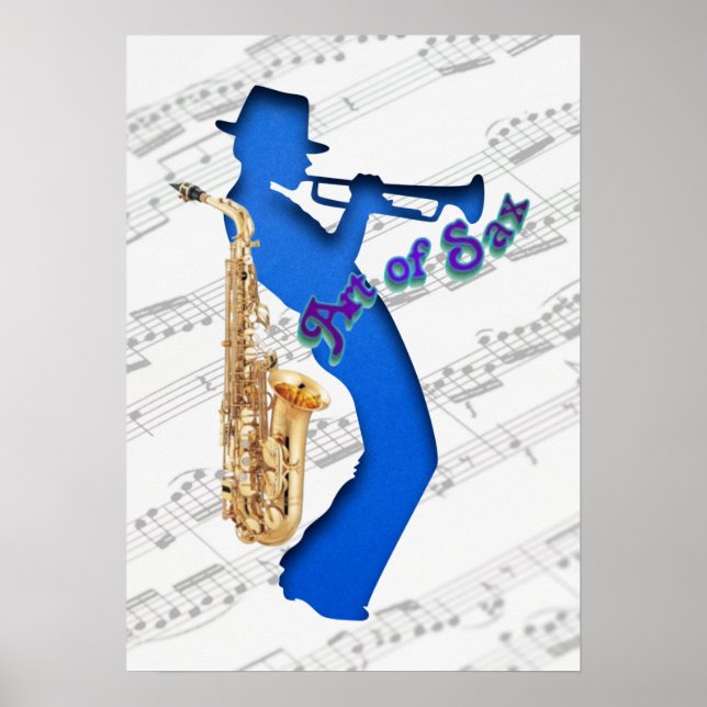 Arte poster de músico sax (Frente)
