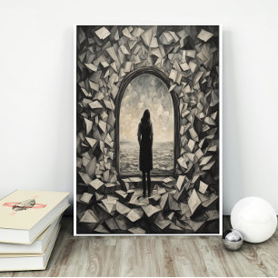 Arte Poster de Papeles Flotantes Monocromos Surrea