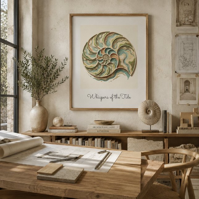 Arte poster de pared de concha de nautilo costero  (Subido por el creador)
