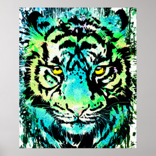 Arte Poster de tigres - Coloridos ojos de tigres