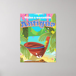Arte poster de viajes vintage de la isla Antigua.