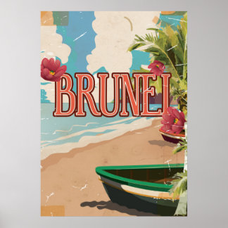 Arte poster de viajes vintage en Brunéi.