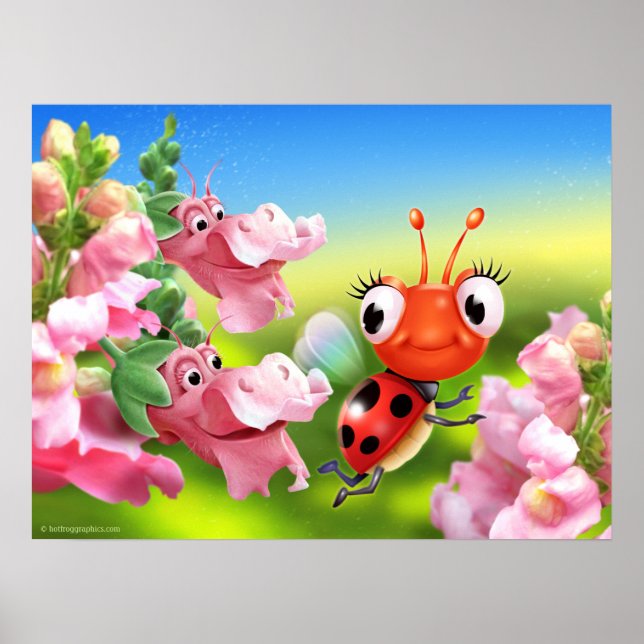 Arte poster lindo Ladybug y Snap Dragons (Frente)