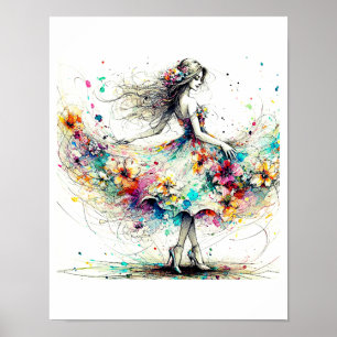 Arte poster moderno imprime un hermoso chica