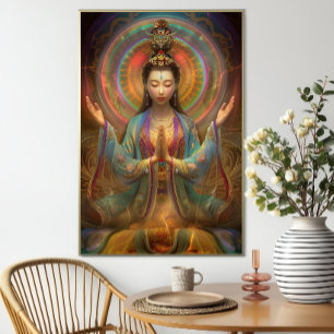 Arte Psicodélico Colorido de la Diosa Quan Yin