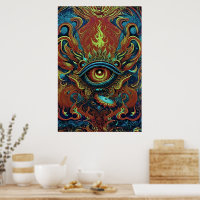 Arte Psicodélico del Ojo Espiritual de Llamas Visi