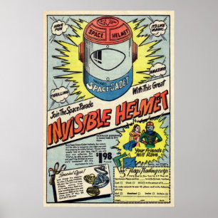 Arte publicitario de casco invisible de época