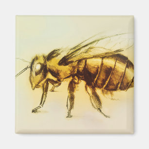 Arte realista del avispón amarillo, imán cuadrad