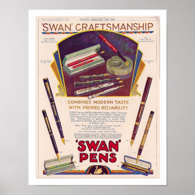 ARTE RECICLADO: 1931 SWAN PEN AD (Frente)