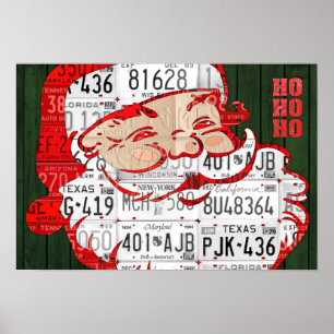 Arte reciclado de la placa del vintage de Santa Ho