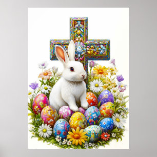Arte religioso de la cruz de conejo de Pascua