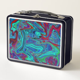 Arte Retro Abstracto Groovy en Azul y Rojo