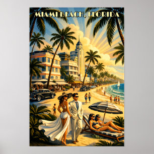 Arte Retro Color Deco Turismo Playa Miami, Florida