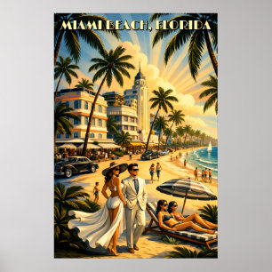 Arte Retro Color Deco Turismo Playa Miami, Florida