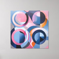Arte retro contemporáneo en sutiles tonos azul ros