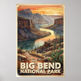 Arte Retro de Acuarela del Parque Nacional Big Ben