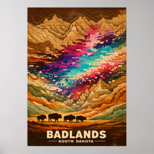 Arte Retro de Badlands South Dakota