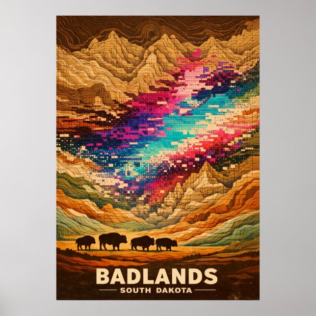 Arte Retro de Badlands South Dakota (Frente)