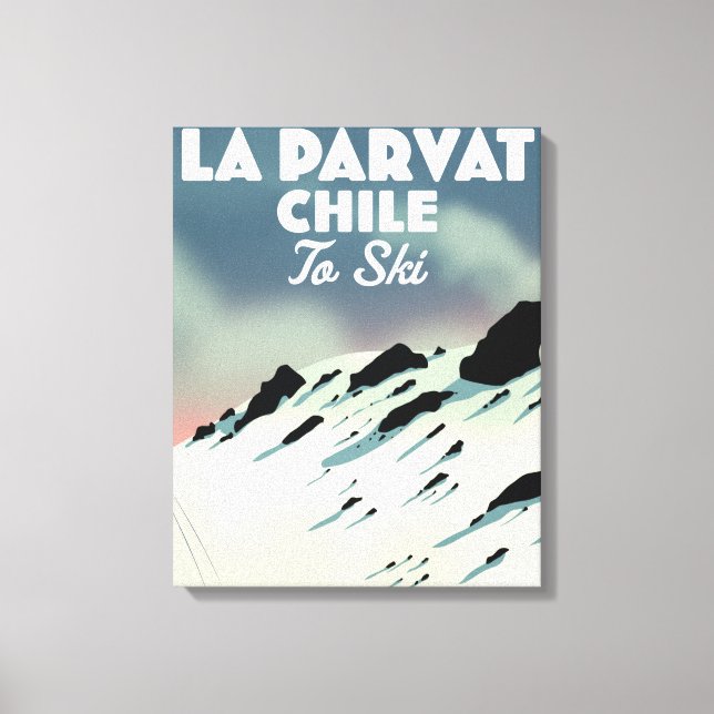 Arte retro de esquí La Parvat Chile. (Anverso)