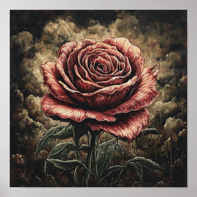 Arte Retro de Flor de Rosa Rústica para Decoración (Frente)