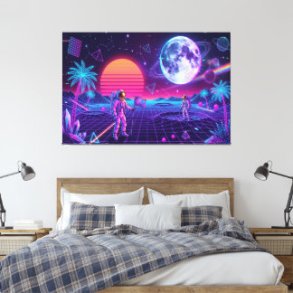 Arte Retro de Hombres del Espacio Vaporwave Synthw