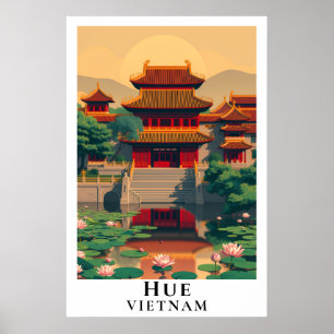 Arte Retro de Viaje Imperial Vintage de Hue Vietna