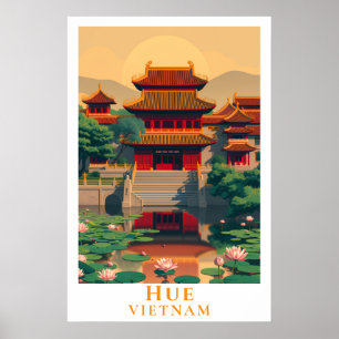 Arte Retro de Viaje Imperial Vintage de Hue Vietna