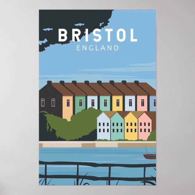 Arte Retro de Viajes Vintage de Bristol Inglaterra (Frente)