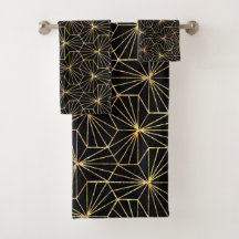 Arte Retro Deco Geométrico Dorado Negro