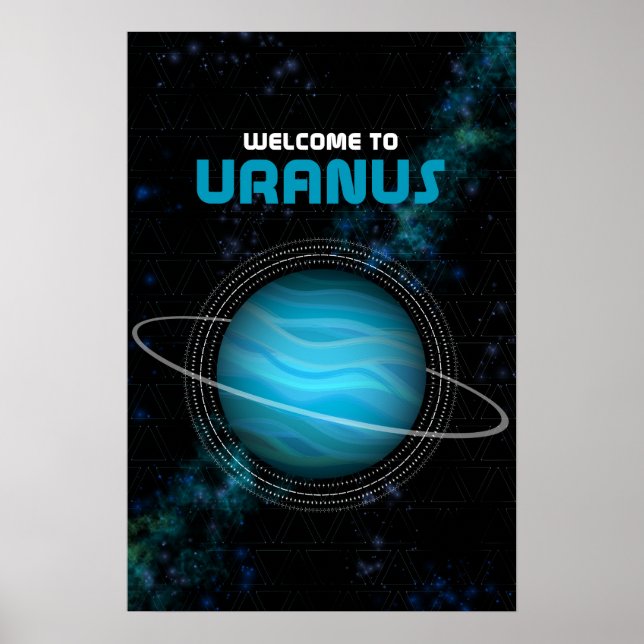 Arte retro en el espacio exterior con el planeta U (Frente)