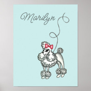 Arte retro Poster de caniche francés personalizado