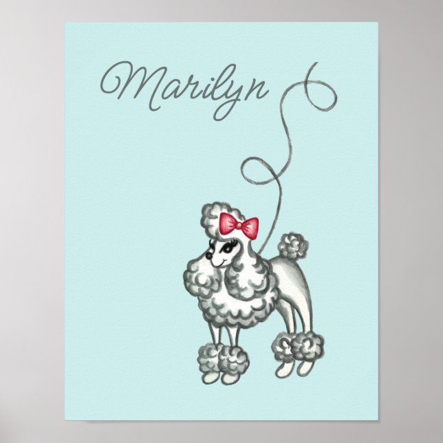 Arte retro Poster de caniche francés personalizado (Frente)