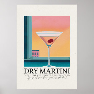 Arte retro rosado de Martini seco