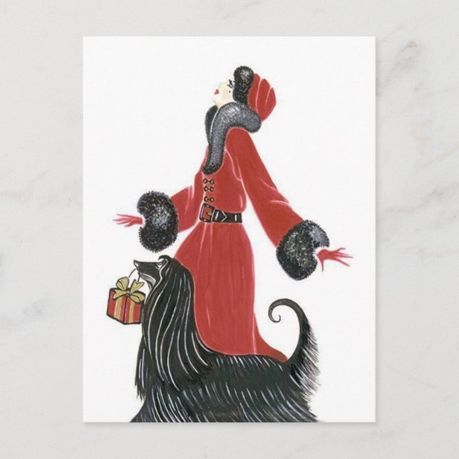Arte retro vintage deco lady Navidad Fiesta Navide (Anverso)