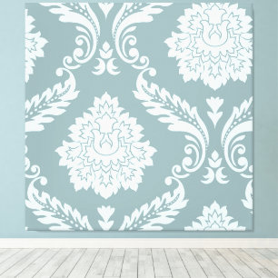 Arte Rococó Damask I Azul Huevo de Pato+Verde Teal